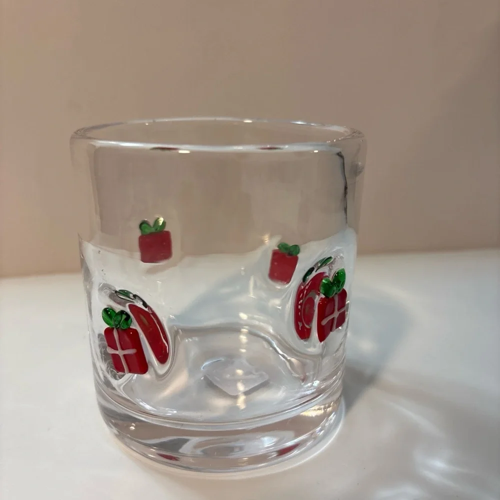Crate & Barrel Candy Red Gifts Double Old Fashioned Drink Glass Halloween NWT